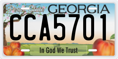 GA license plate CCA5701