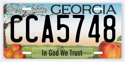 GA license plate CCA5748