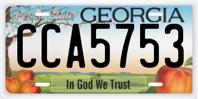 GA license plate CCA5753