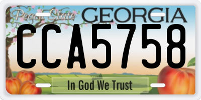 GA license plate CCA5758