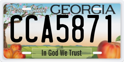 GA license plate CCA5871