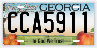 GA license plate CCA5911