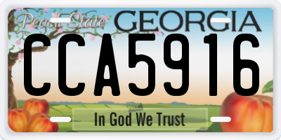 GA license plate CCA5916