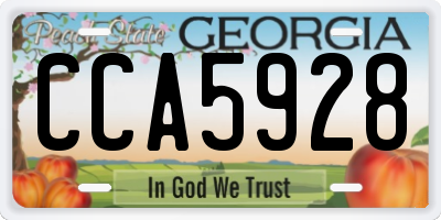 GA license plate CCA5928