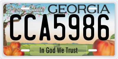 GA license plate CCA5986