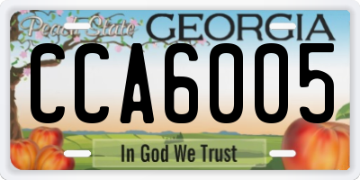 GA license plate CCA6005