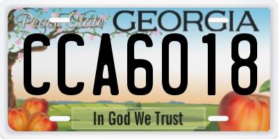 GA license plate CCA6018