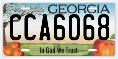 GA license plate CCA6068