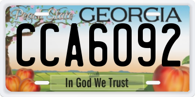 GA license plate CCA6092