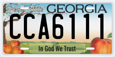GA license plate CCA6111