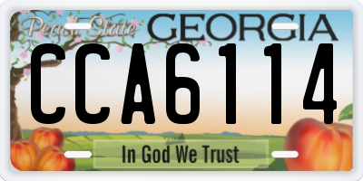 GA license plate CCA6114