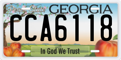 GA license plate CCA6118