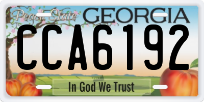 GA license plate CCA6192