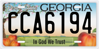 GA license plate CCA6194