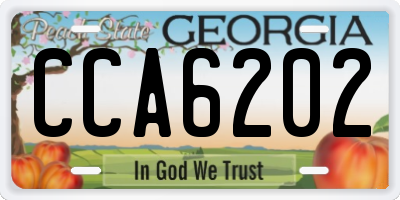 GA license plate CCA6202