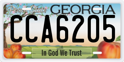GA license plate CCA6205