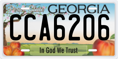 GA license plate CCA6206