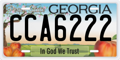 GA license plate CCA6222