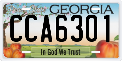 GA license plate CCA6301