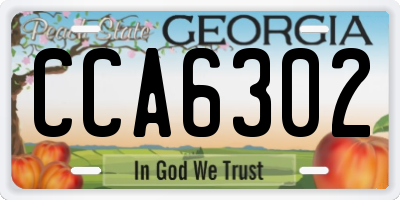 GA license plate CCA6302