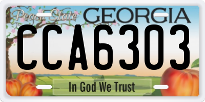 GA license plate CCA6303