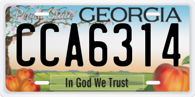 GA license plate CCA6314