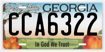 GA license plate CCA6322