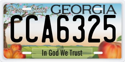 GA license plate CCA6325
