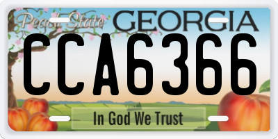 GA license plate CCA6366