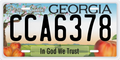 GA license plate CCA6378