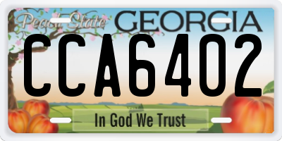 GA license plate CCA6402
