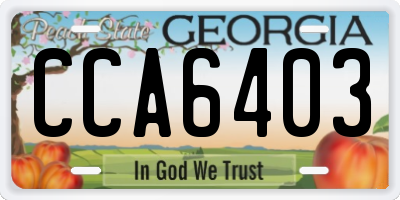 GA license plate CCA6403
