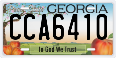 GA license plate CCA6410