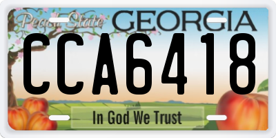 GA license plate CCA6418