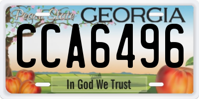 GA license plate CCA6496