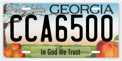 GA license plate CCA6500