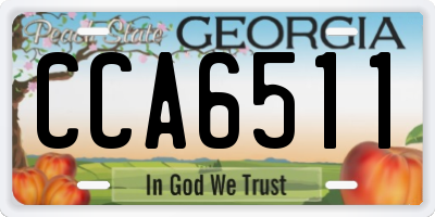GA license plate CCA6511