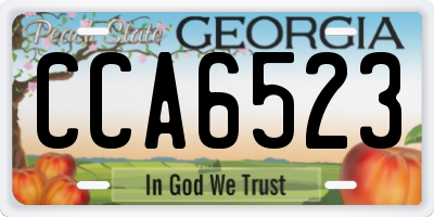 GA license plate CCA6523
