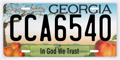 GA license plate CCA6540