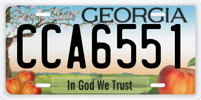 GA license plate CCA6551