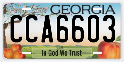 GA license plate CCA6603