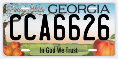 GA license plate CCA6626
