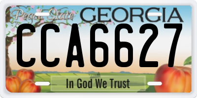 GA license plate CCA6627