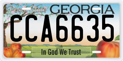 GA license plate CCA6635
