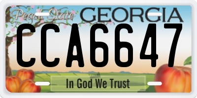 GA license plate CCA6647