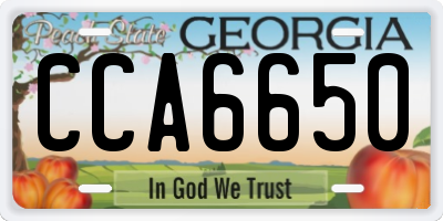 GA license plate CCA6650