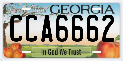 GA license plate CCA6662