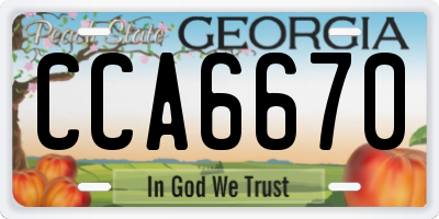 GA license plate CCA6670
