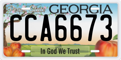 GA license plate CCA6673
