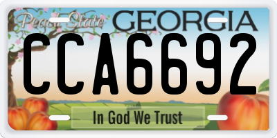 GA license plate CCA6692